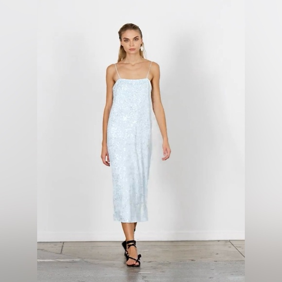 Tibi Scintilla Jersey Slip Dress Blue Sz 4 NWT - Picture 10 of 14